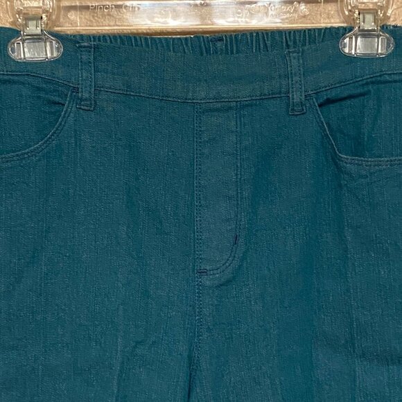 Denim & Company Teal Blue Jeans Stretch Elastic Waist Pull On Women's Size (PS) - Picture 4 of 5